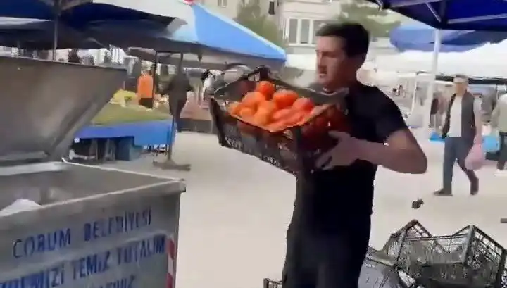 Domatesleri Çöpe Döken Pazarcıya Tarihi Para Cezası Kesildi!